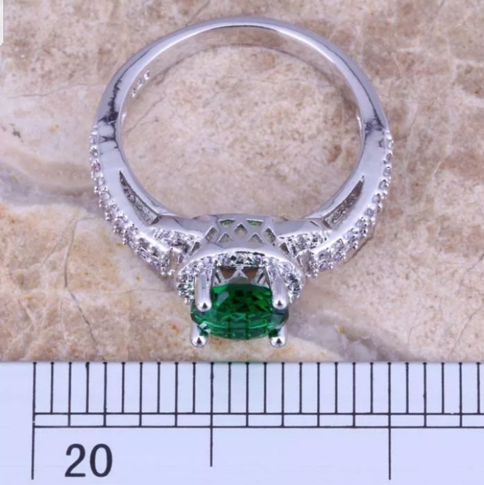 Enermal and Topaz Silver Ring Stamped 925 - Picture 3 of 3